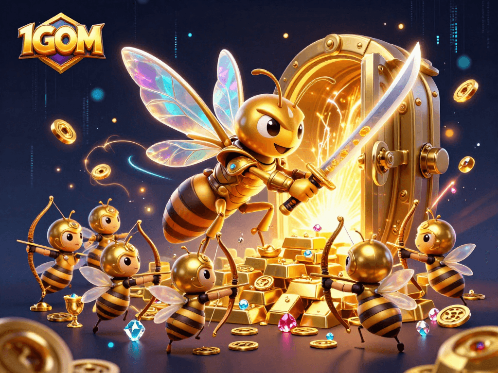Engage with 1GOM's thrilling atmosphere as unique characters showcase the excitement of online gambling.
