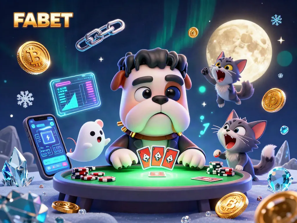 FABET engaging players with thrilling online casino action at a spooky green-lit table.