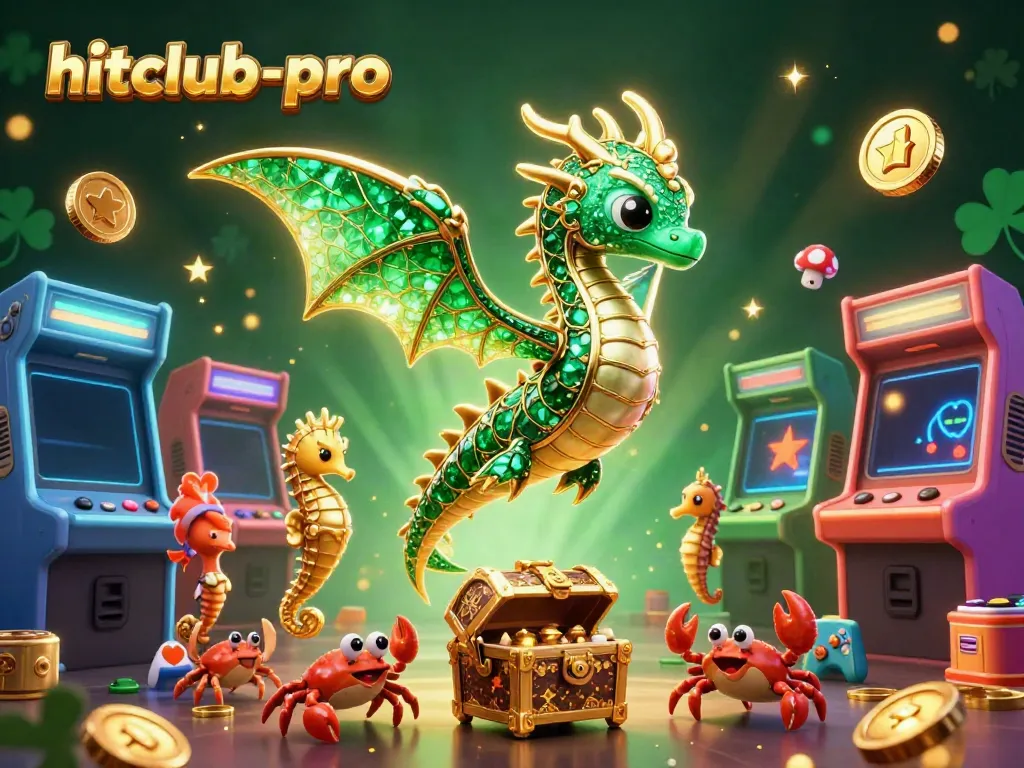 Join the excitement of hitclub-pro with vibrant gaming visuals featuring a sea dragon and treasure chest.