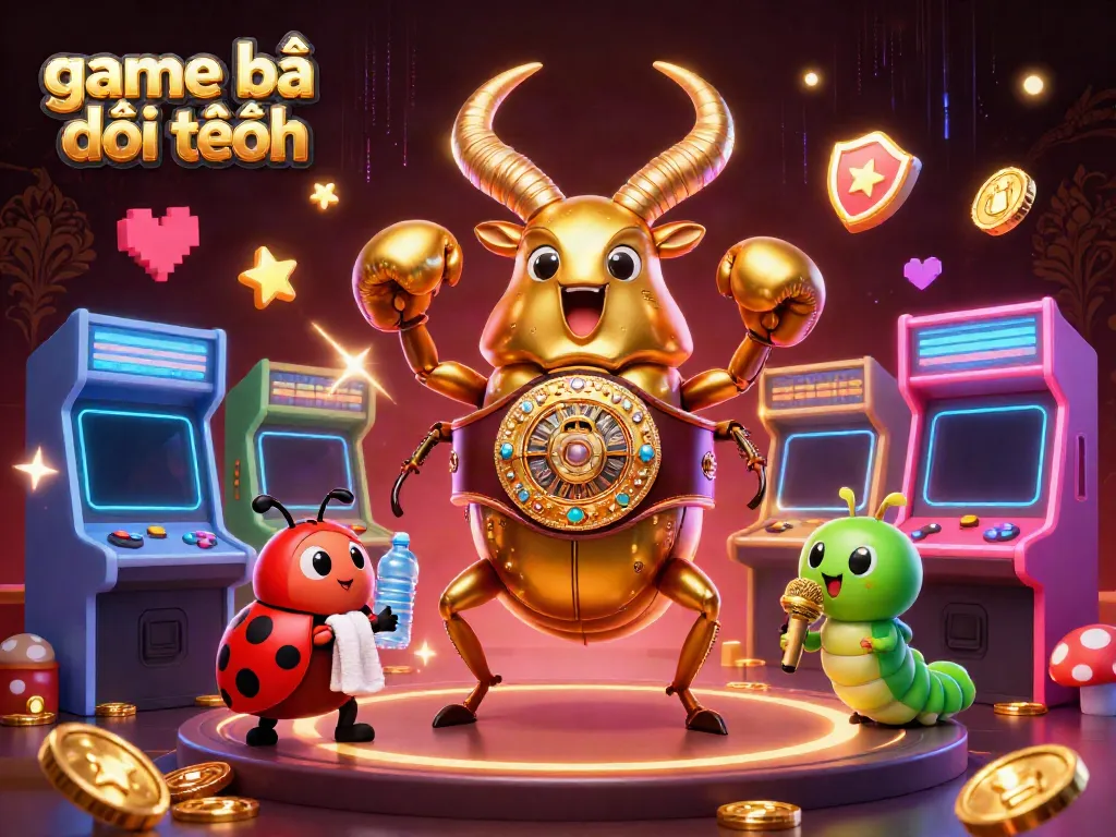 Experience thrilling excitement with game bài đổi thưởng, showcasing colorful arcade machines and captivating characters in action.