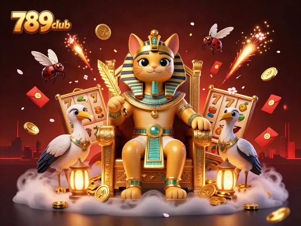 Experience thrilling games at 789club with an engaging illustration of royal cat adventure.