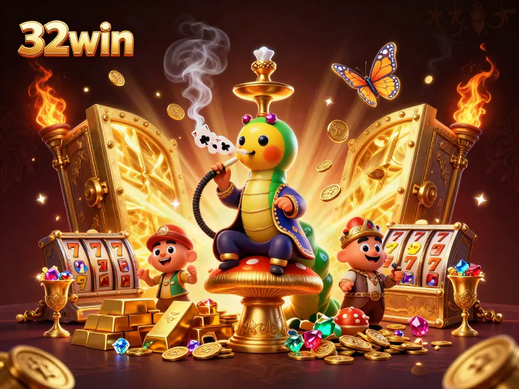 Experience thrilling gameplay at 32win with multiple slot machines and vibrant casino elements.