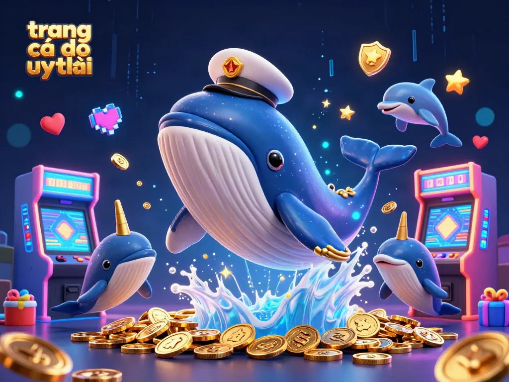 Experience the thrill of trang cá độ uy tín with this dynamic 3D casino scene filled with colorful gaming elements.