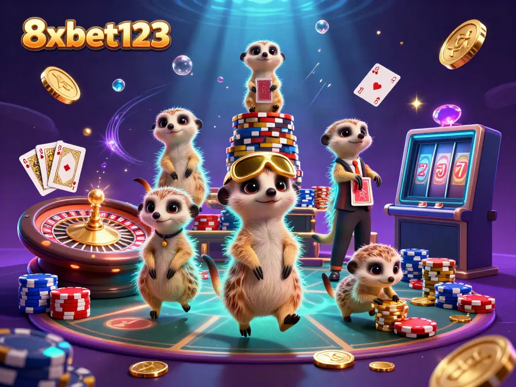 Experience thrilling gameplay and slots at 8xbet123 casino with vibrant rewards and meerkat characters.