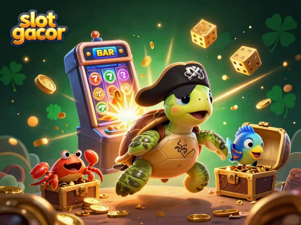 Experience thrilling gameplay with slot gacor while navigating colorful 3D gaming scenes and treasures.