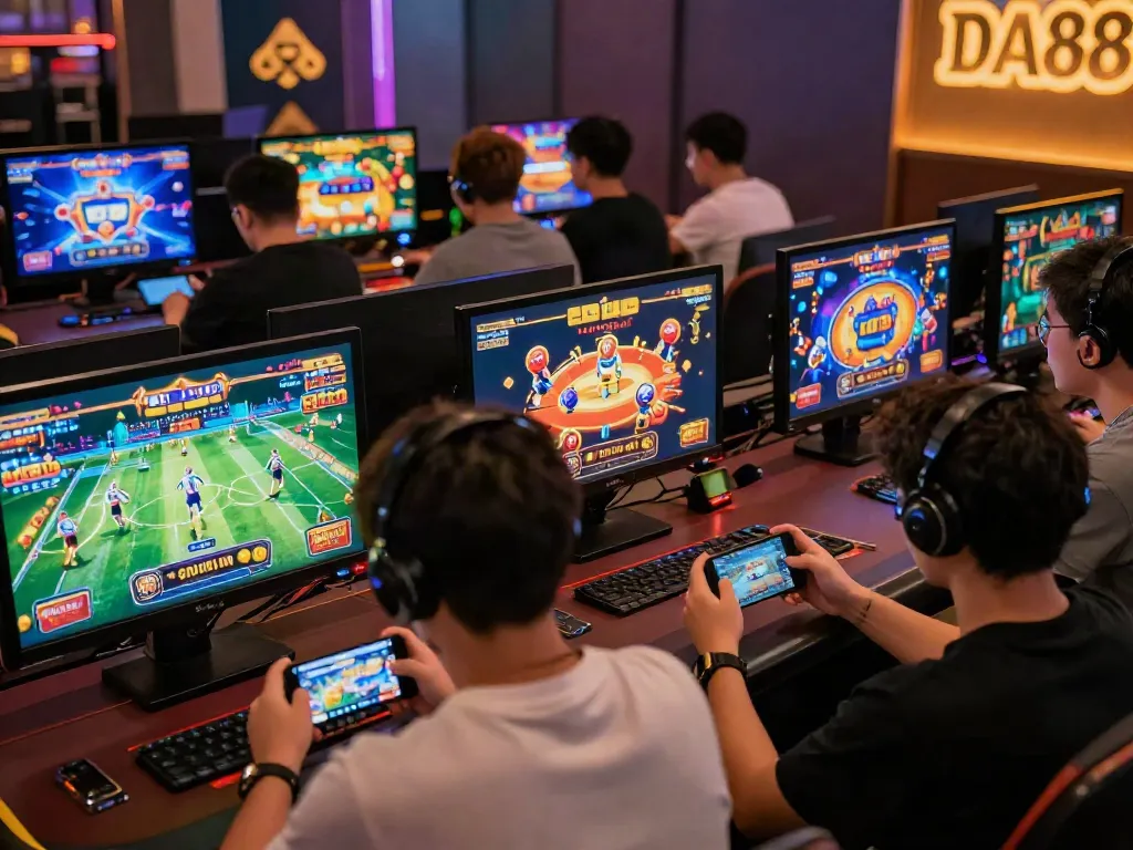 Diverse players enjoying games at DA88, showcasing an engaging online gaming experience.