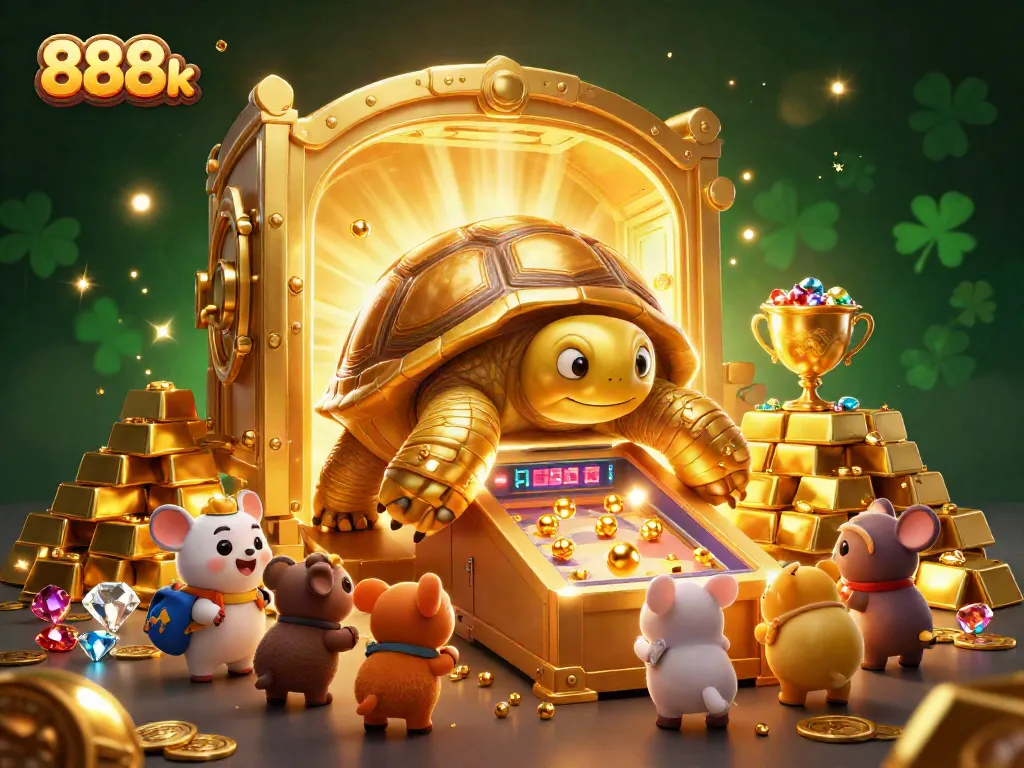 Experience thrilling fun at 888k with a vibrant scene of lucky treasures and games