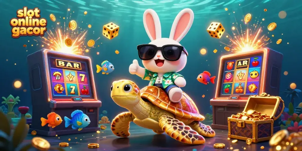 Menangkan jackpot di slot online gacor dengan kelincahan karakter rabbit dan kura-kura yang memukau.