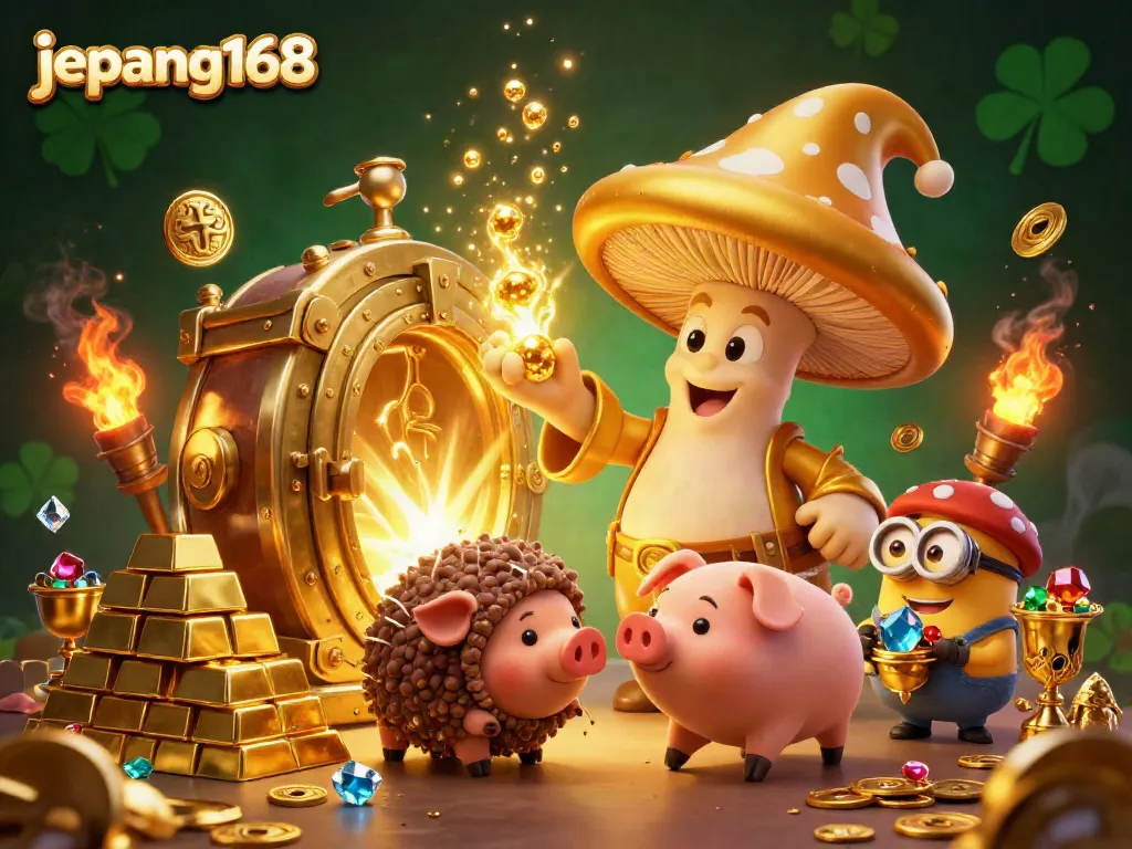 Experience the vibrant charm of banyak gold and treasures in the jepang168 gaming world, featuring a whimsical wizard.