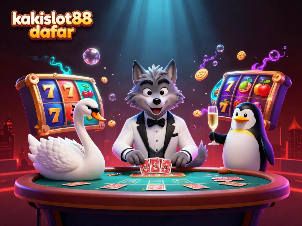 Gambarkan keseruan bermain kakislot88 daftar dengan karakter hewan mewah dan mesin slot bertema menggiurkan.
