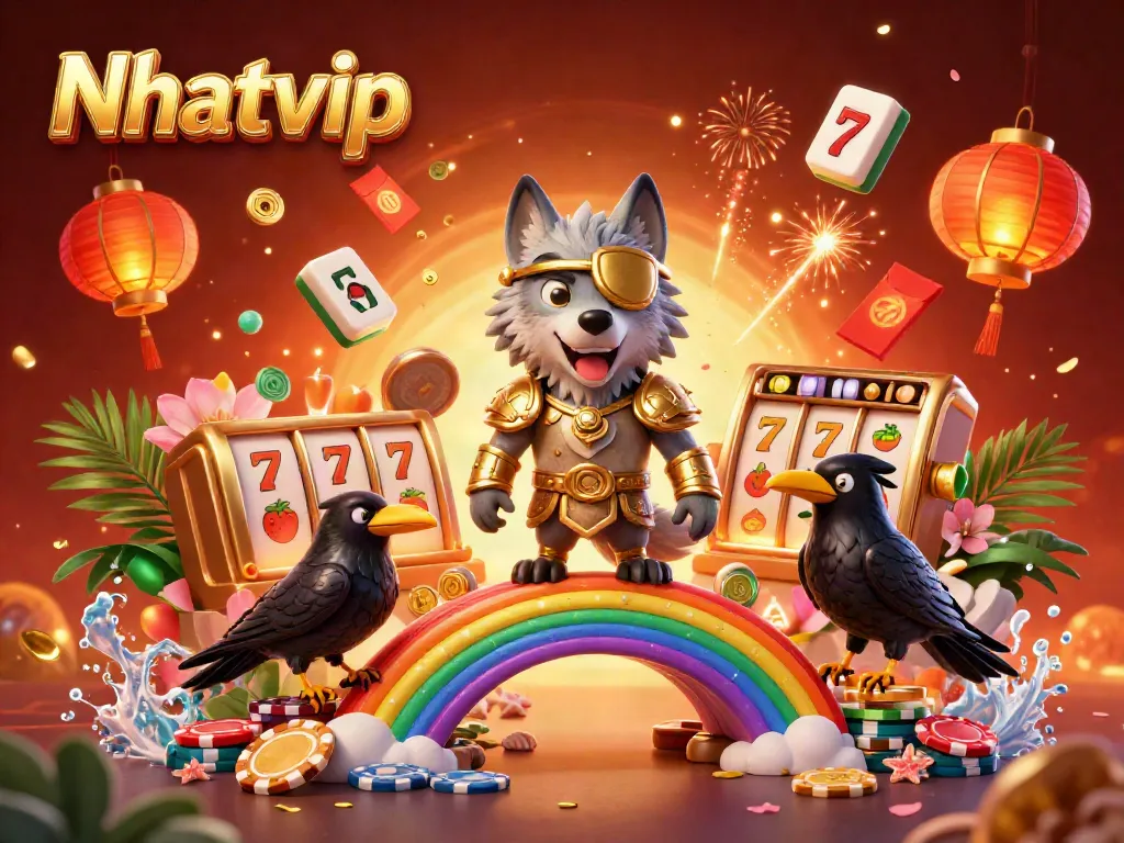 Nhatvip players winning on vibrant slot machines and enjoying a magical gambling experience.