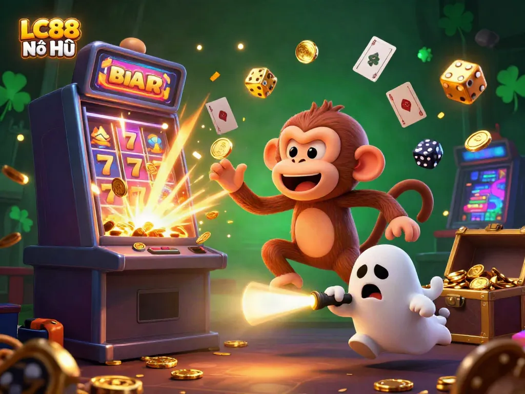 Play and win with LC88 Nổ Hũ in this vibrant Halloween-themed casino scene.