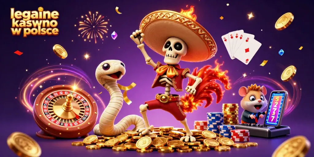 Join the excitement at legalne kasyno w polsce with festive gaming characters and vibrant casino elements.