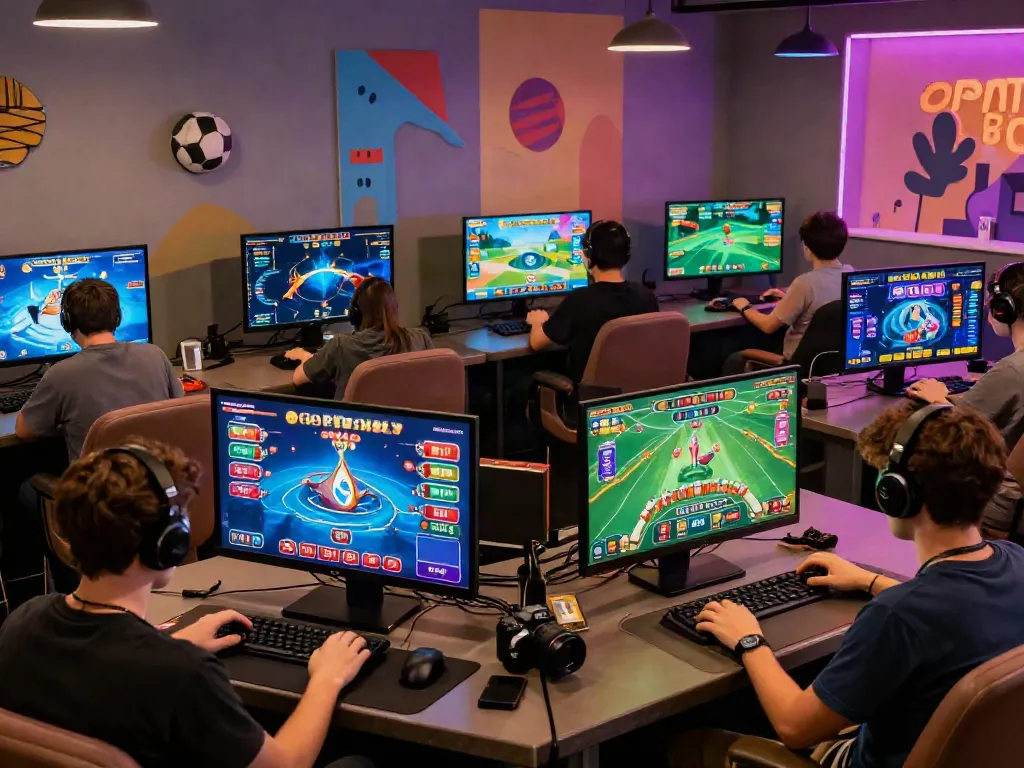 Exciting gaming atmosphere at hitclub with diverse players enjoying various online games.