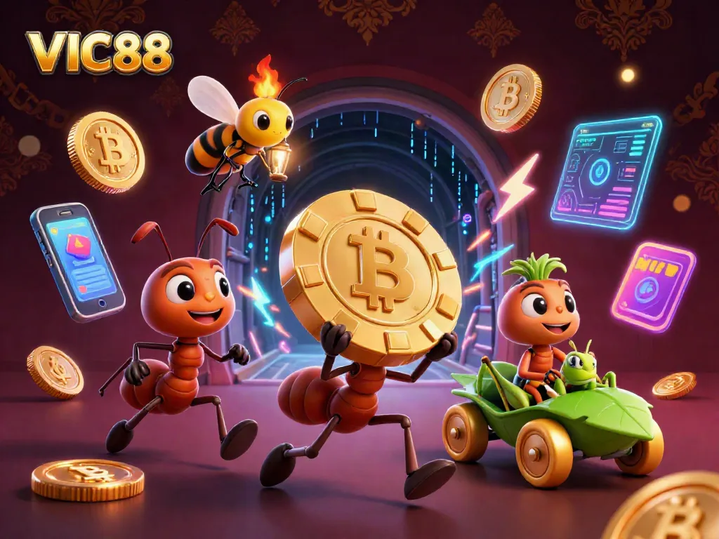 Experience thrilling gaming action at VIC88 with dynamic characters and vibrant elements.