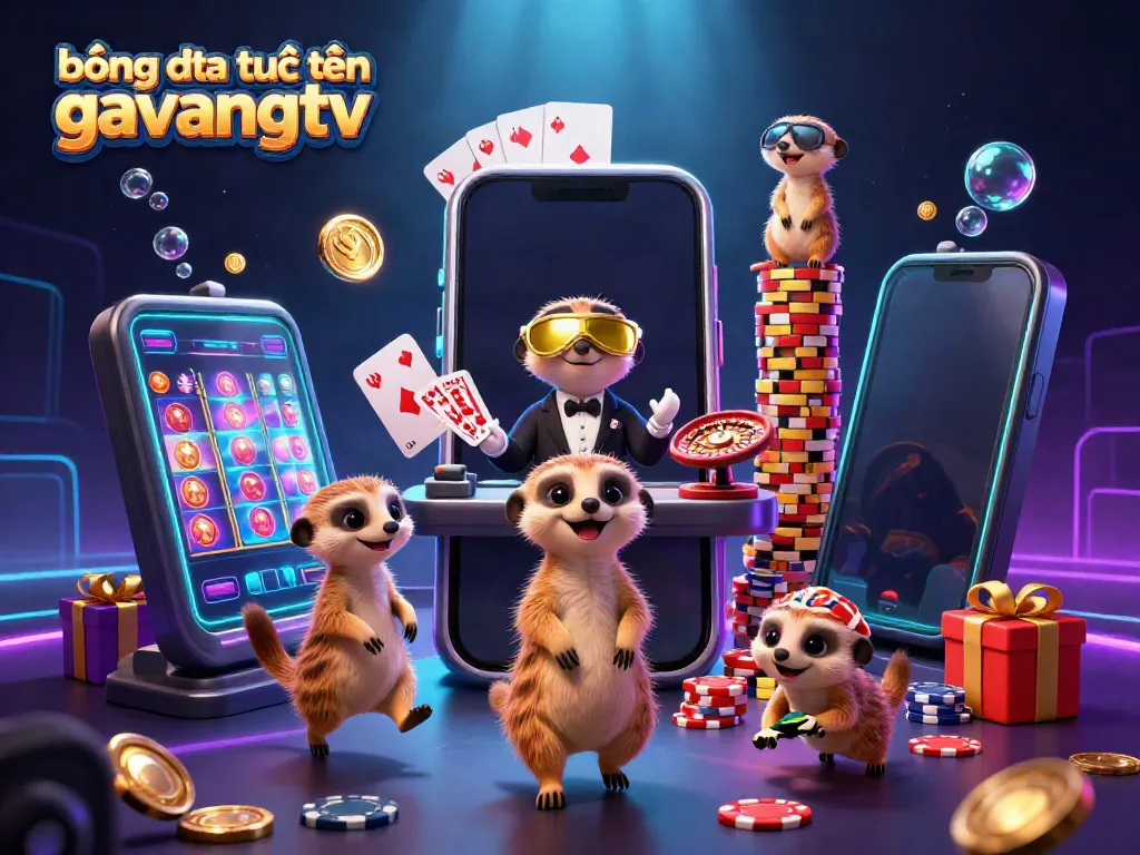 This scene captures the excitement of bóng đá trực tuyến gavangtv where meerkats run a lively casino operation.