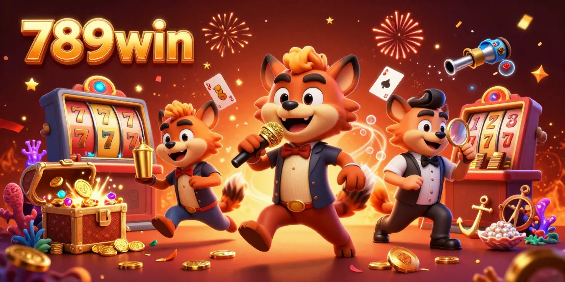 Experience the thrill of 789win at a lively casino club, featuring cartoon hyenas and dynamic gaming elements.