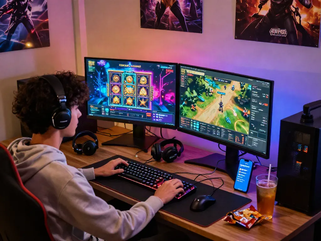 Engaging gaming scene on garuda404 platform with vibrant graphics and cozy atmosphere.