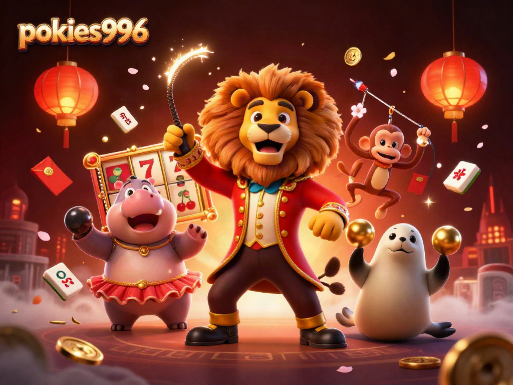Experience the vibrant world of pokies996 with our dynamic 3D casino-themed illustration featuring engaging characters.