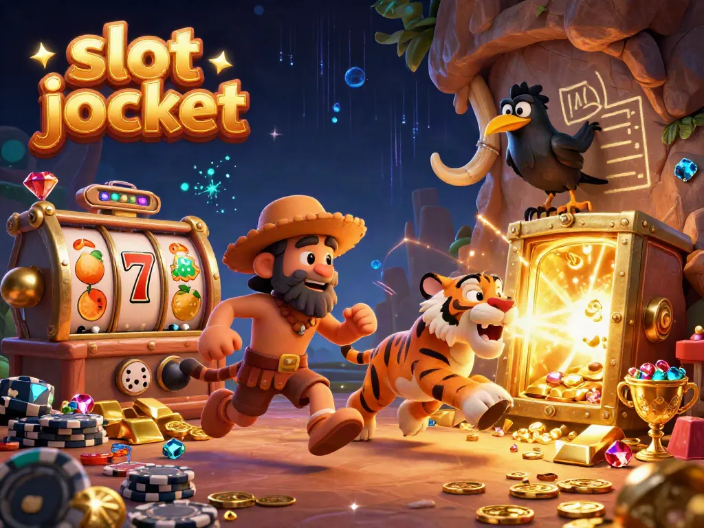Celebrate the slot jackpot with a vibrant 3D casino scene featuring dynamic characters and symbols.