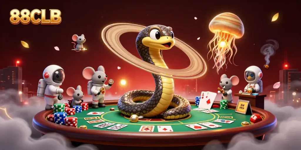 Experience the exciting thrill of betting at 88CLB with vibrant cosmic elements and interactive characters.