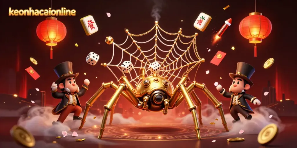 Engage in the fantasy realm of keonhacaionline as the golden spider constructs a web of fortune.