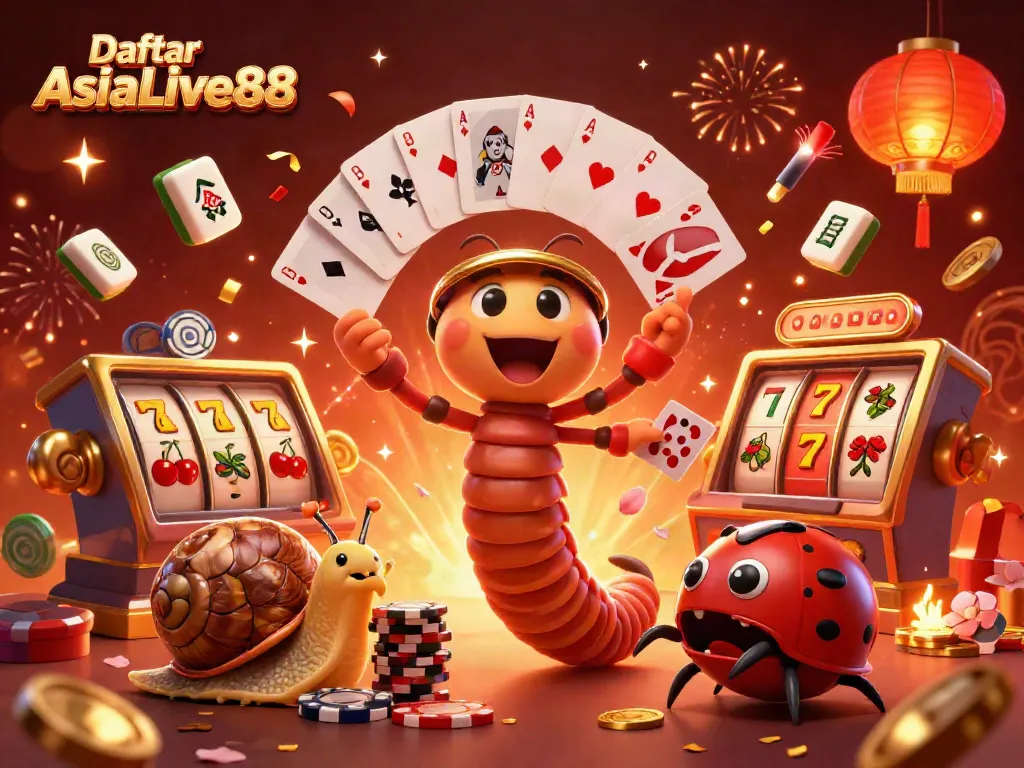 Experience Daftar AsiaLive88 with vibrant 3D characters and gaming elements in a dynamic casino scene.