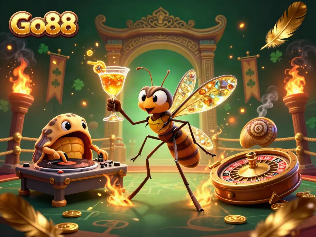 Experience the thrilling Go88 casino scene with animated characters and dynamic elements full of excitement.