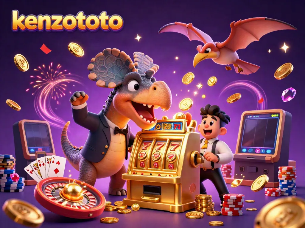 Experience the thrill of kenzototo as a pachycephalosaurus wins a jackpot, surrounded by golden coins.