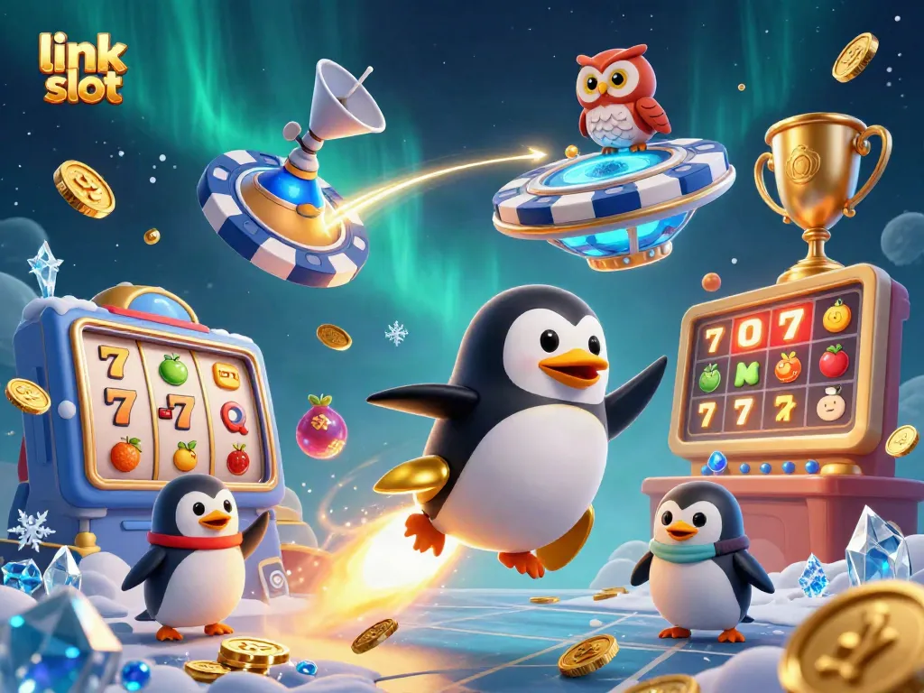 Engage in the exciting world of link slots featuring dynamic 3D characters and casino elements.