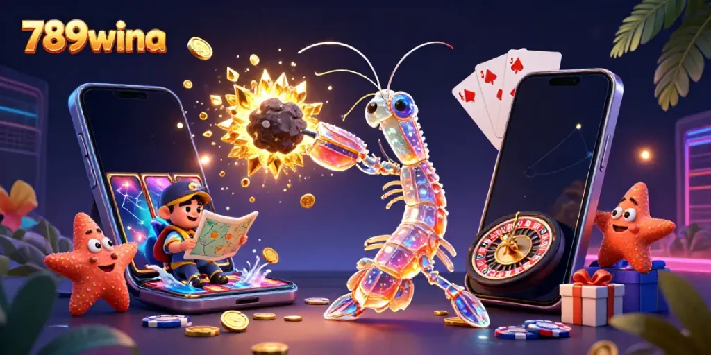 Experience the excitement of 789wina while winning rewards from a magical cosmic casino scene.