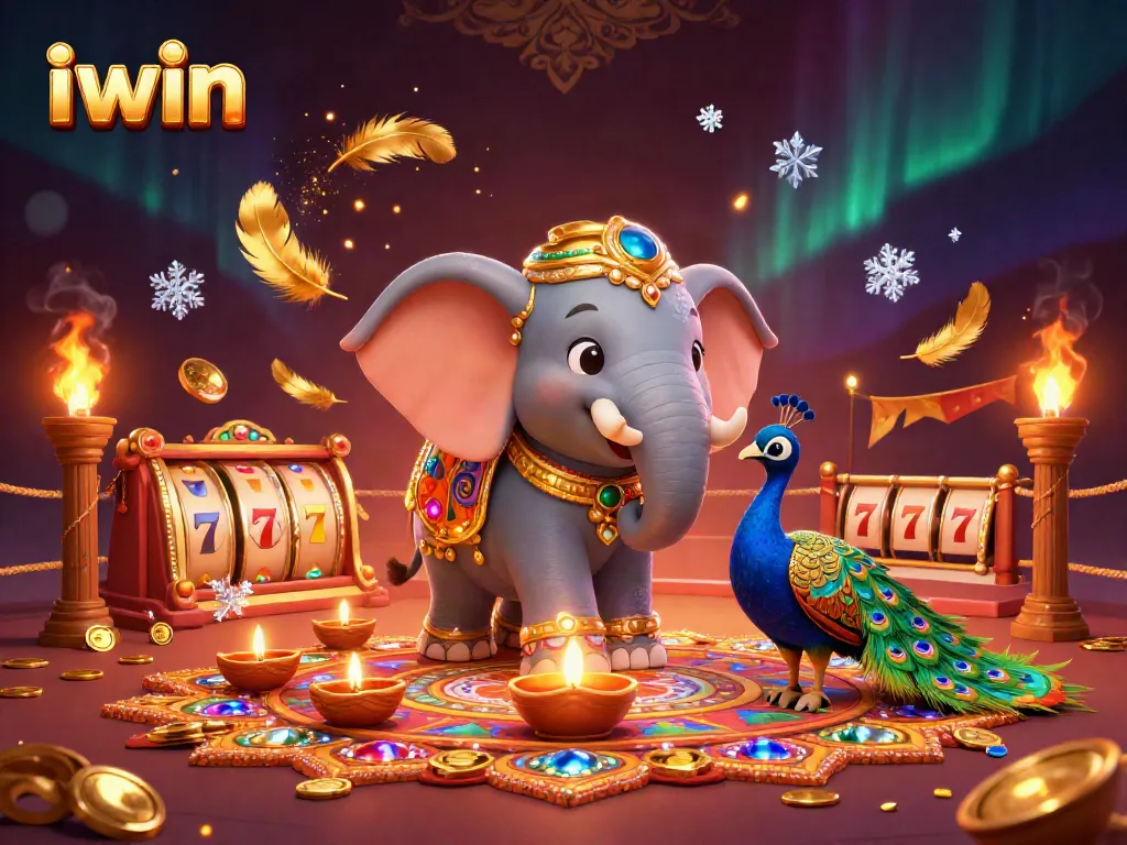 Experience winning at iwin with vibrant games, golden tokens, and dynamic casino elements.