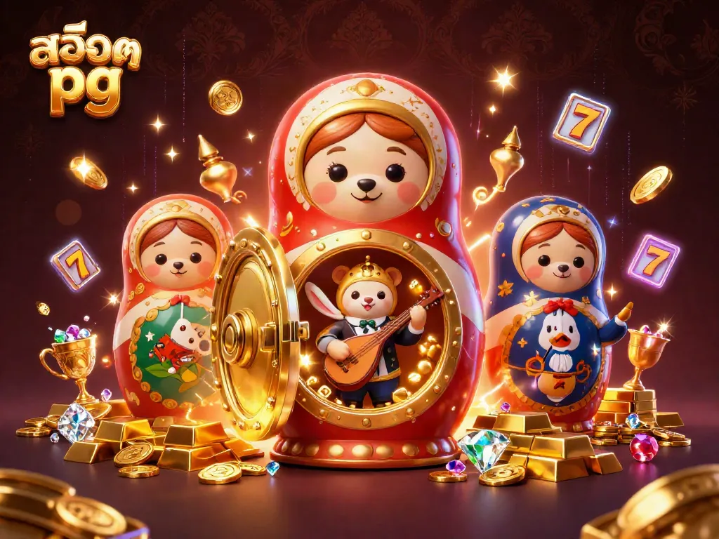 Discover สล็อต pg with vibrant casino-themed characters and elements in a rich 3D digital scene.